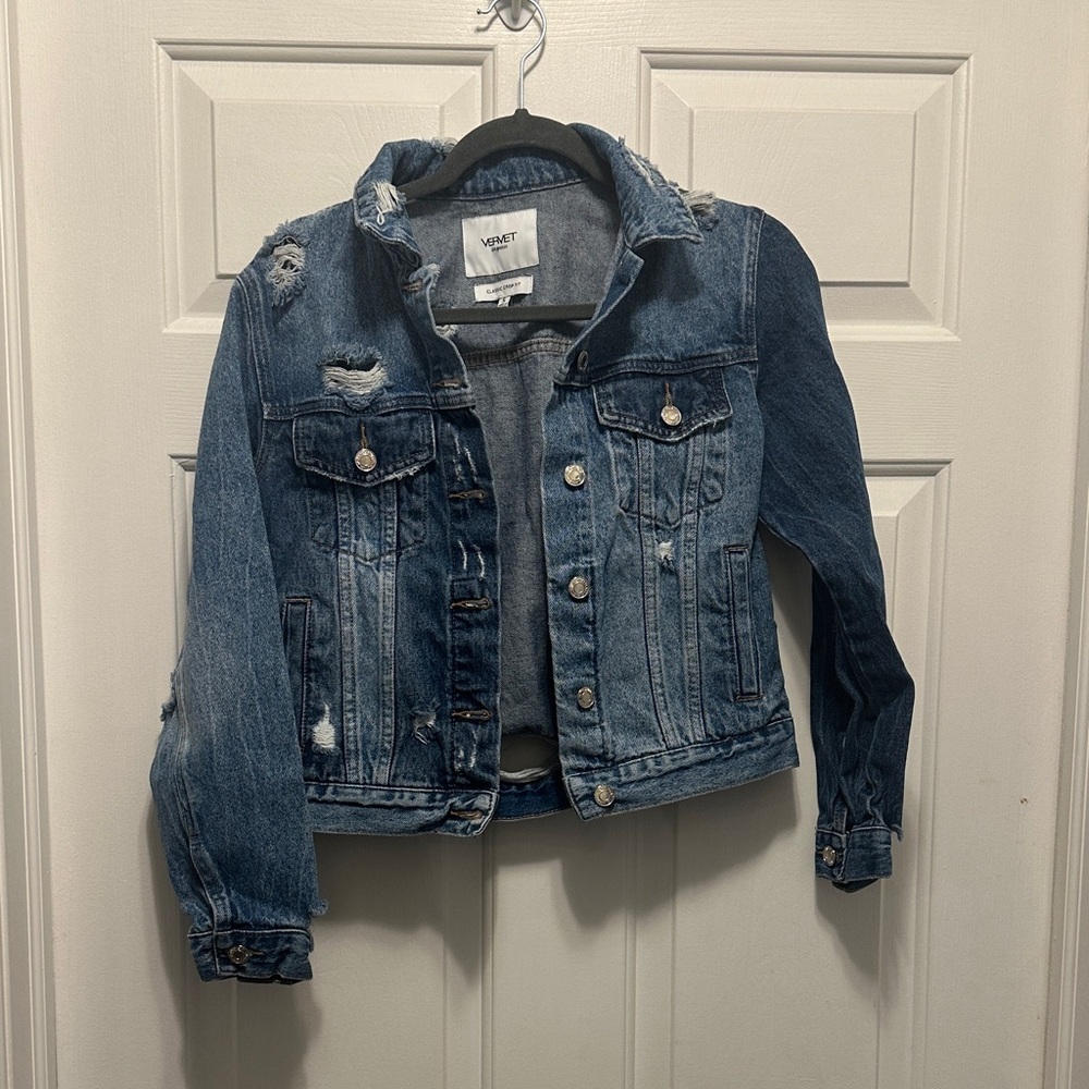 Women’s Distressed Denim Jacket - Blue